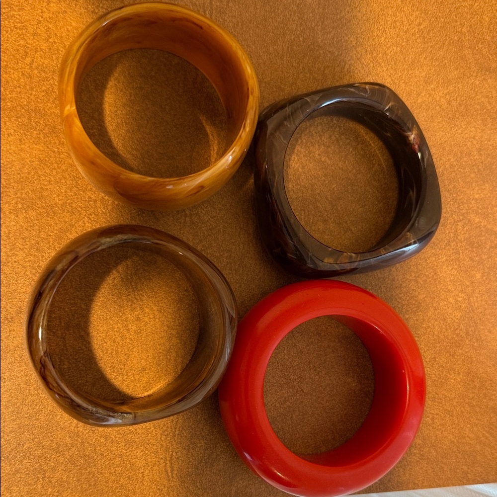 Zara Bold Bangle Set in Red, Brown, and Black
